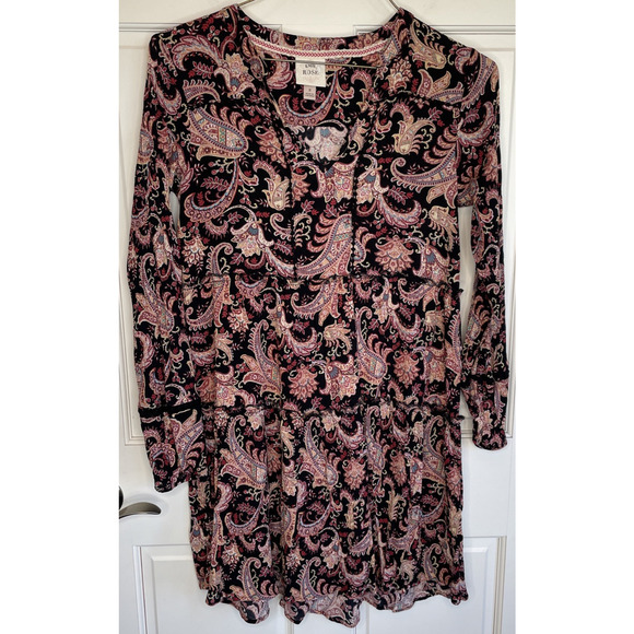 Knox Rose Women's Boho Tiered Dress Sz S Crinkle Ruffles Dark Romance Peasant - Picture 1 of 14